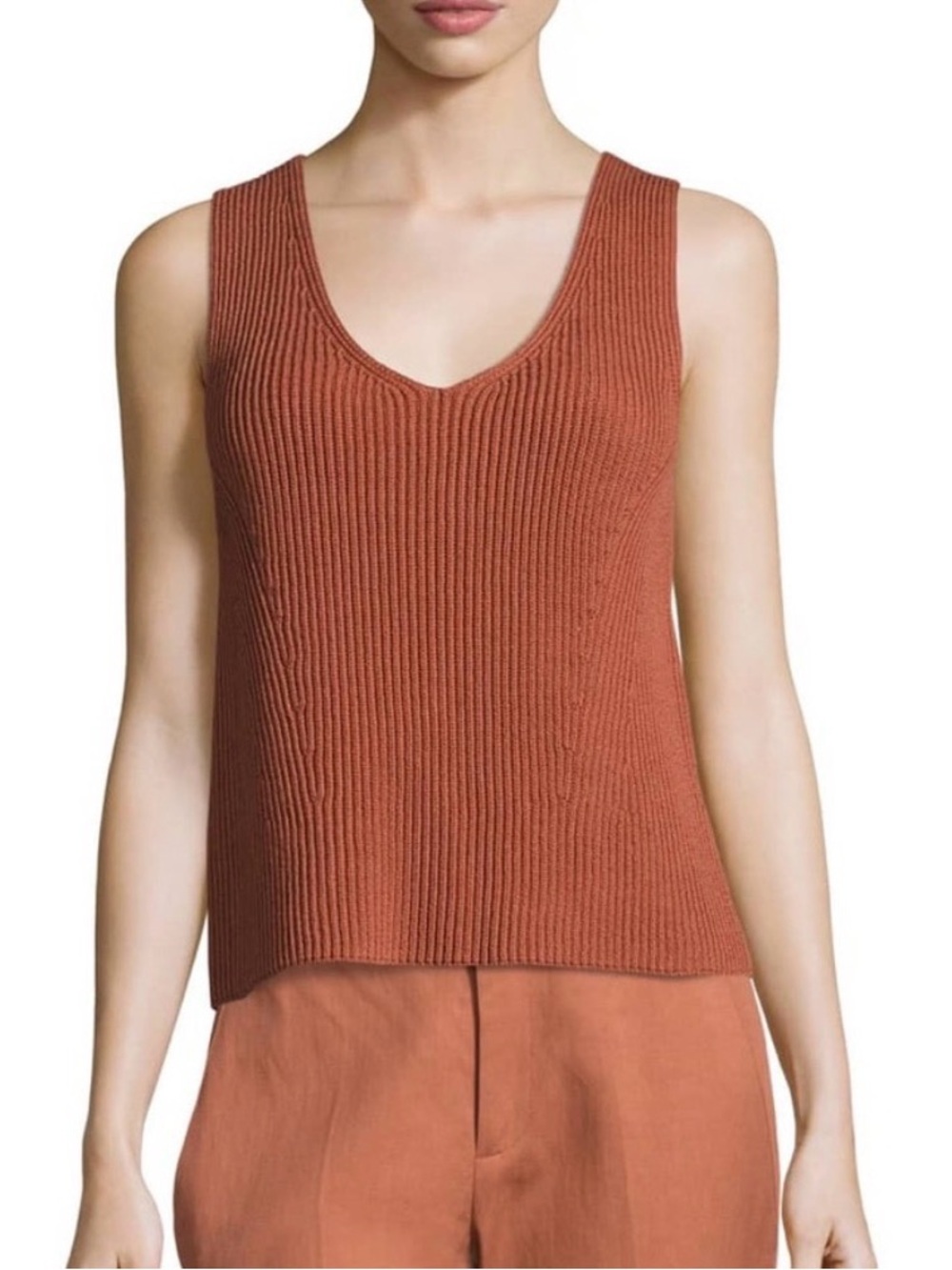 Vince Rust Boxy Cotton Sweater Tank - Size L (EUC)